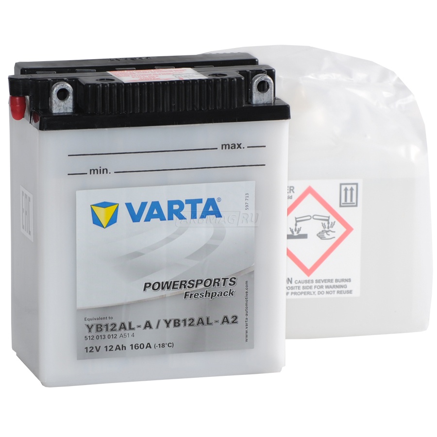 Аккумулятор для мототехники VARTA MOTO Powersports Freshpack YB12AL-A2/YB12AL-A 160 А прям. пол. 12 Ач (512 013 012)
