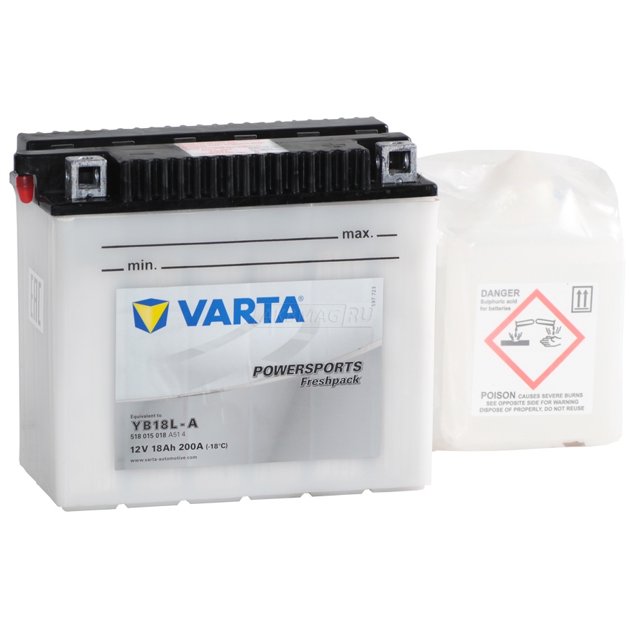 Аккумулятор для мототехники VARTA MOTO Powersports Freshpack YB18L-A 200 А обр. пол. 18 Ач (518 015 018)